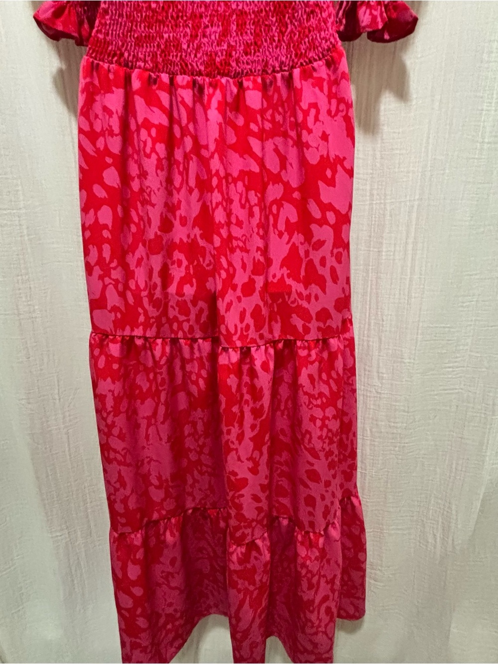 BTFBM Red and Pink Smocked Maxi Dress Size Large - Picture 4 of 5